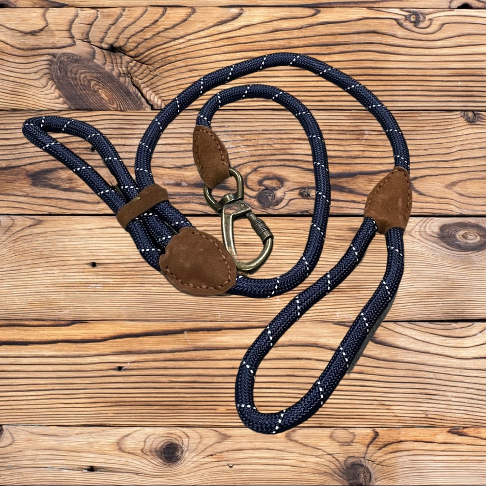 NOMAD Dual Handle Rope Dog Leash reflect Leather